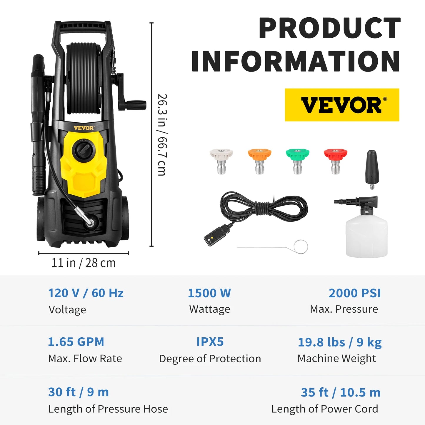 Electric Pressure Washer Power with Quick Connect Nozzles