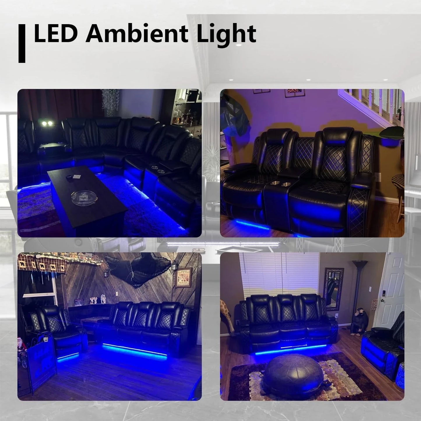 Power Recliner Sofa Set with LED Lighting