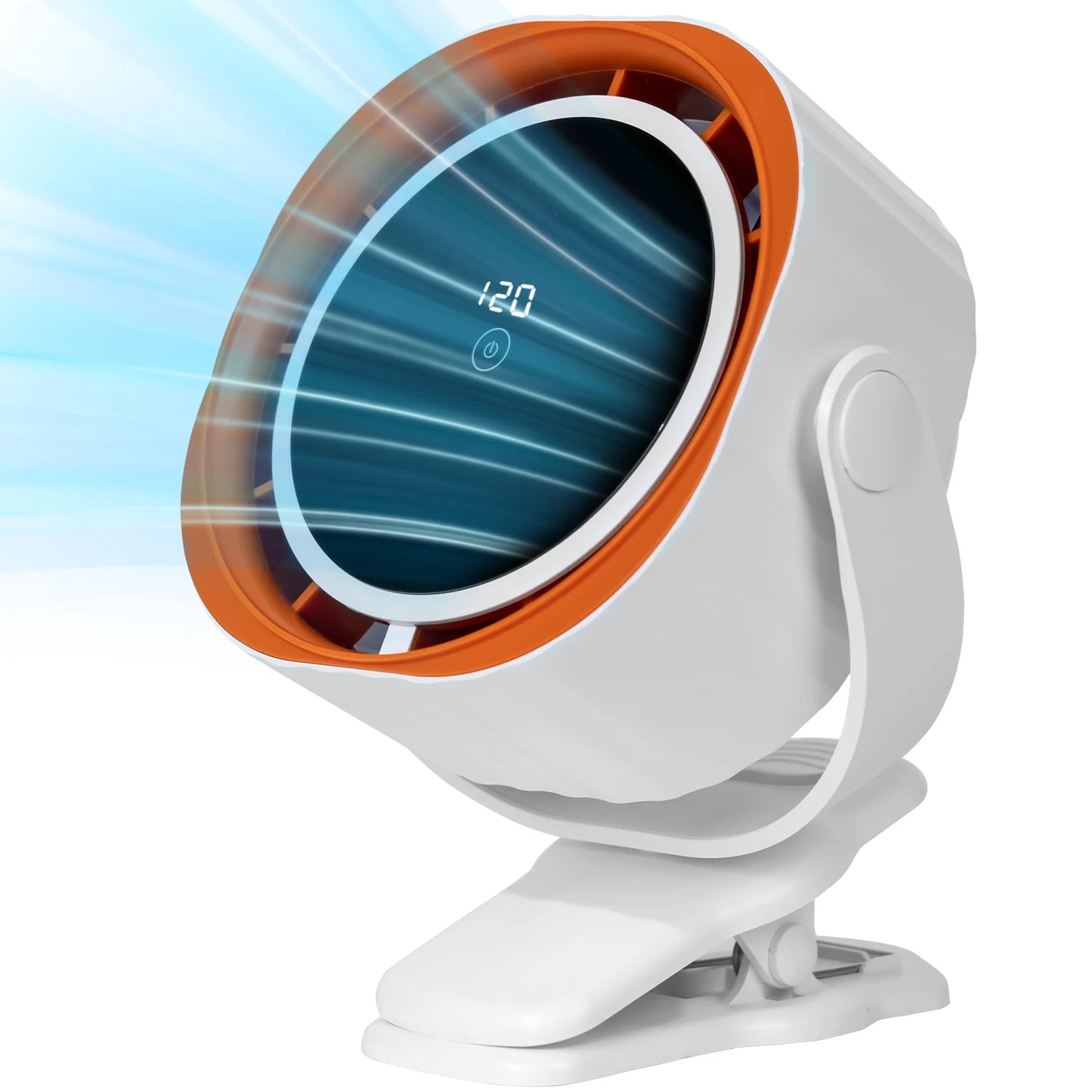 Portable Clip & Desktop Fan, Touch Screen 360° Adjustable