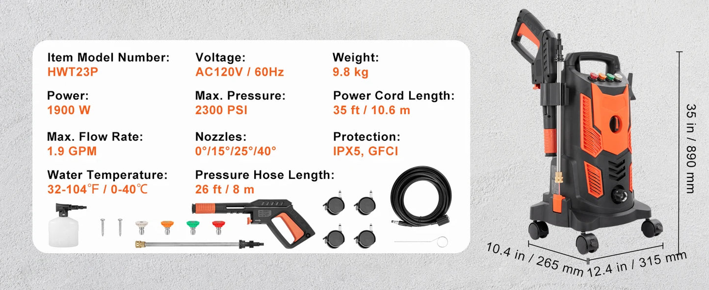 Electric Pressure Washer Power with Quick Connect Nozzles