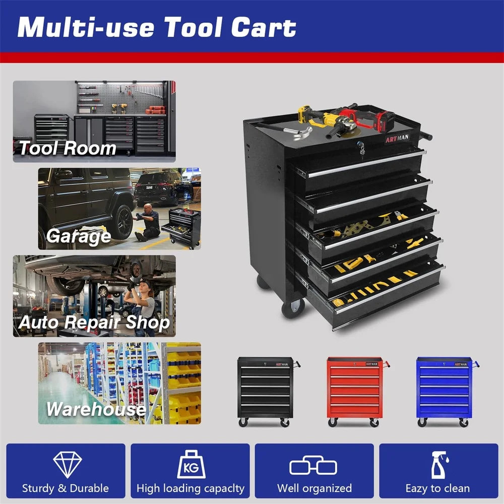 5-Drawer Portable steel toolbox Organizer