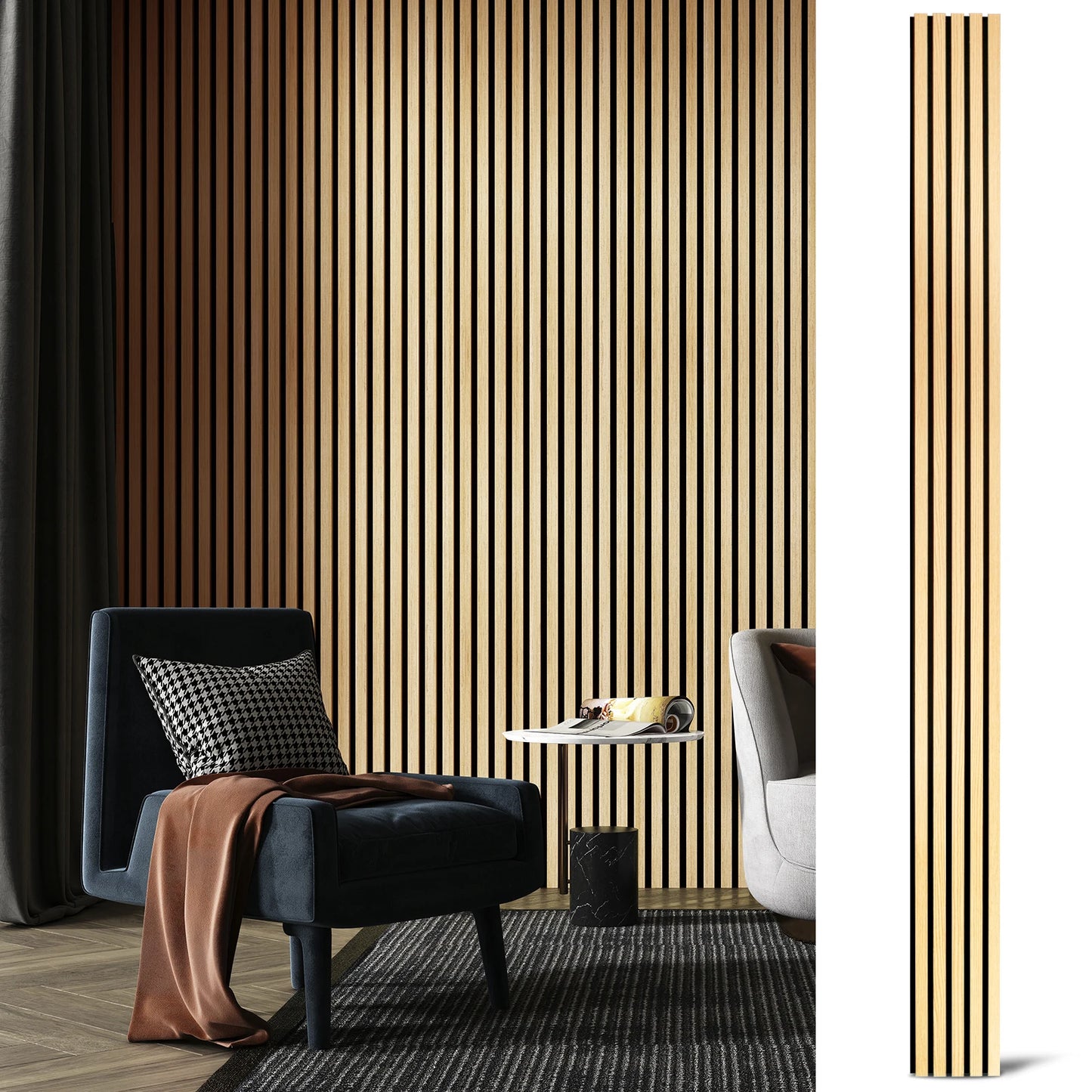 94.5x7.9-inch 4PCS Wood Noise Reduction 3D Textured Wall Panels