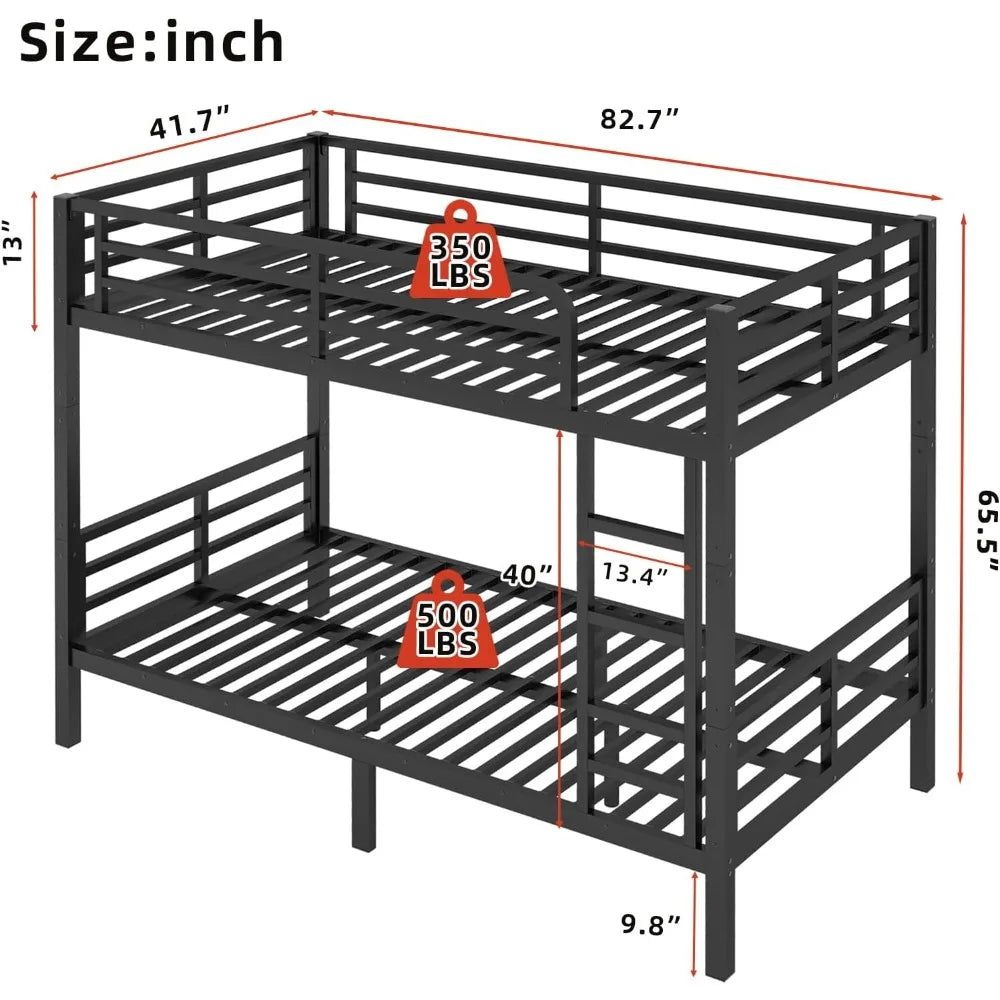Twin XL Over Twin XL Bunk Bed Frame for Adults/Teens