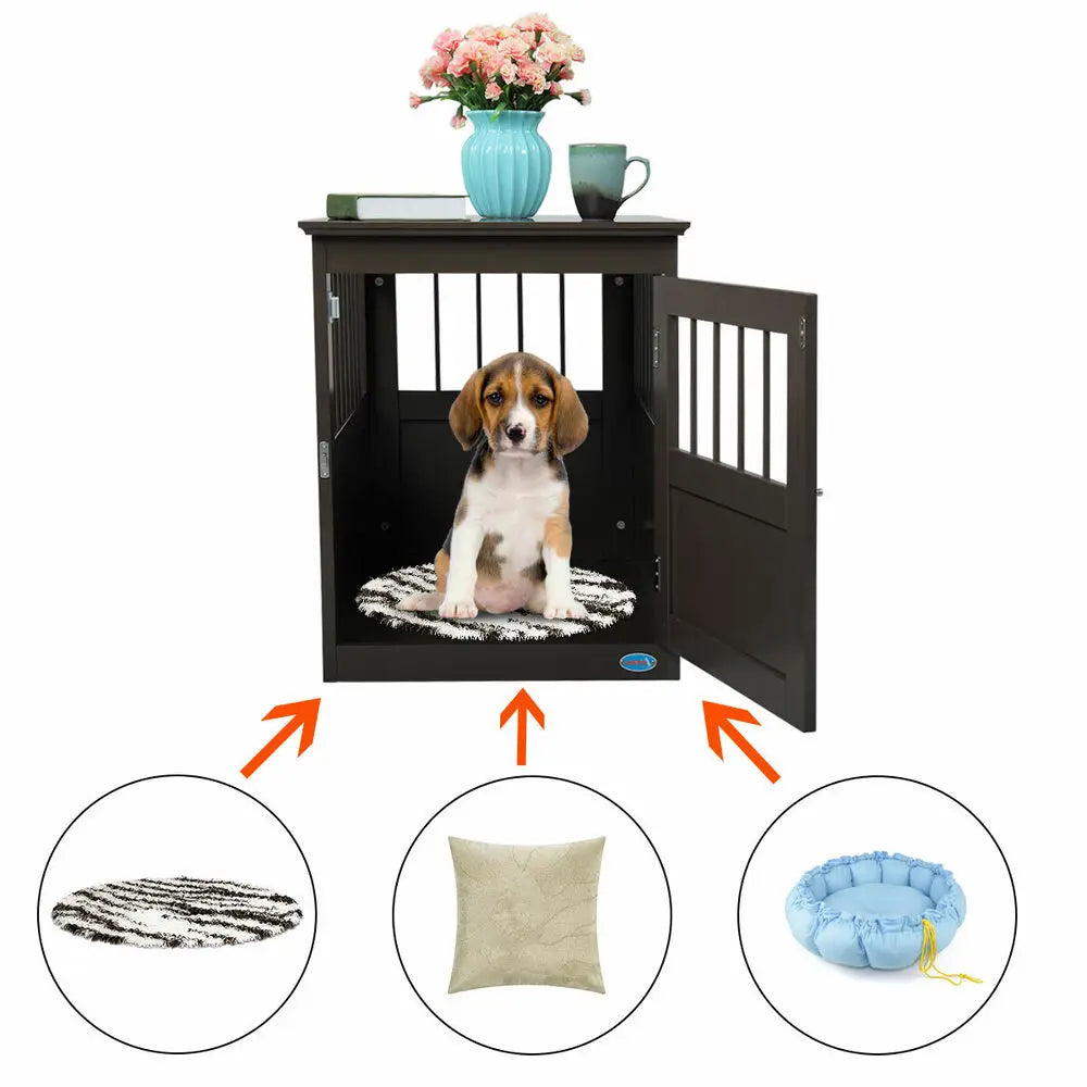 Wooden Dog Kennel Night Stand End Table