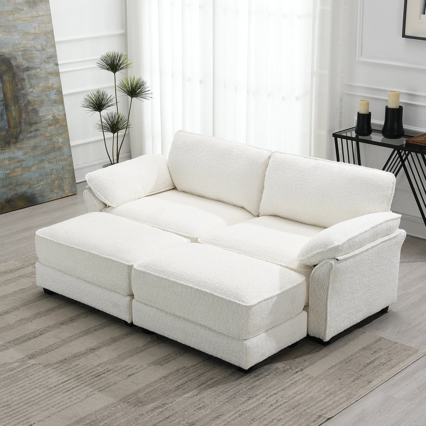 4 Seat Upholstered Sleeper Corner Couch bed set