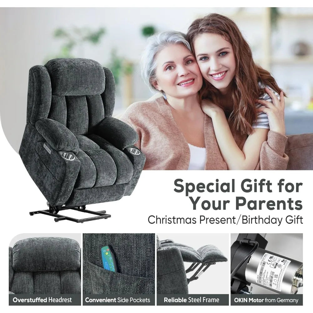 Large Power Lift Chairs Recliners for Elderly with Heat & Massage