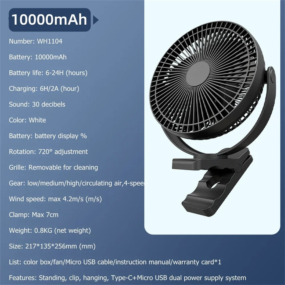 USB Charging Home Room Table Wireless Electric Fan