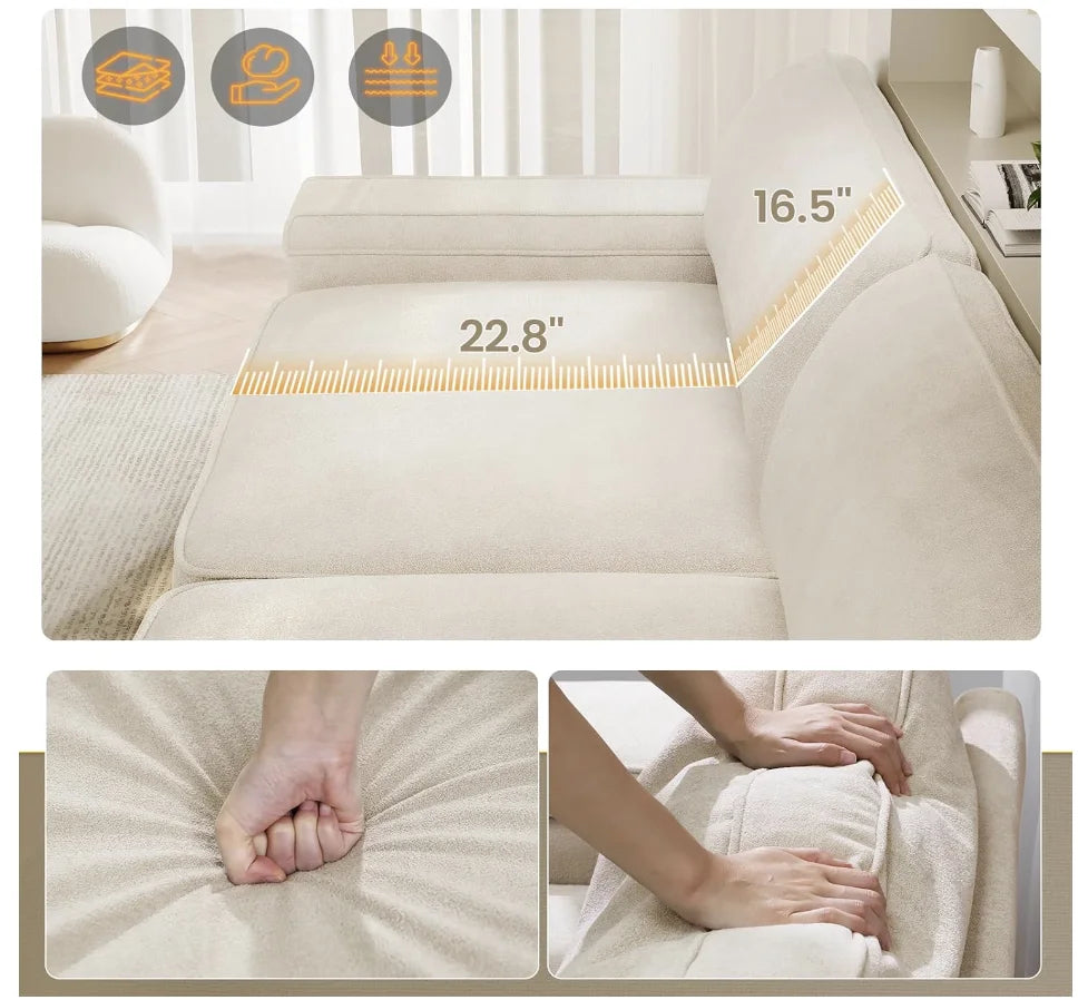 Modern Sofas Oversized Loveseat Sofa with Storage and 2 USB Charging