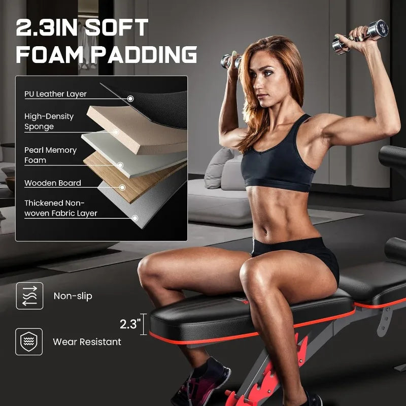 800lbs Adjustable Workout Bench with Leg Extension