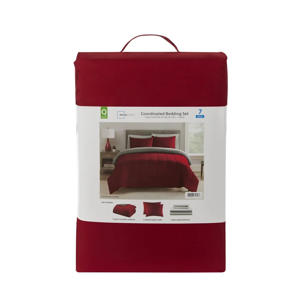 Full Size 7 Piece Reversible Comforter Set