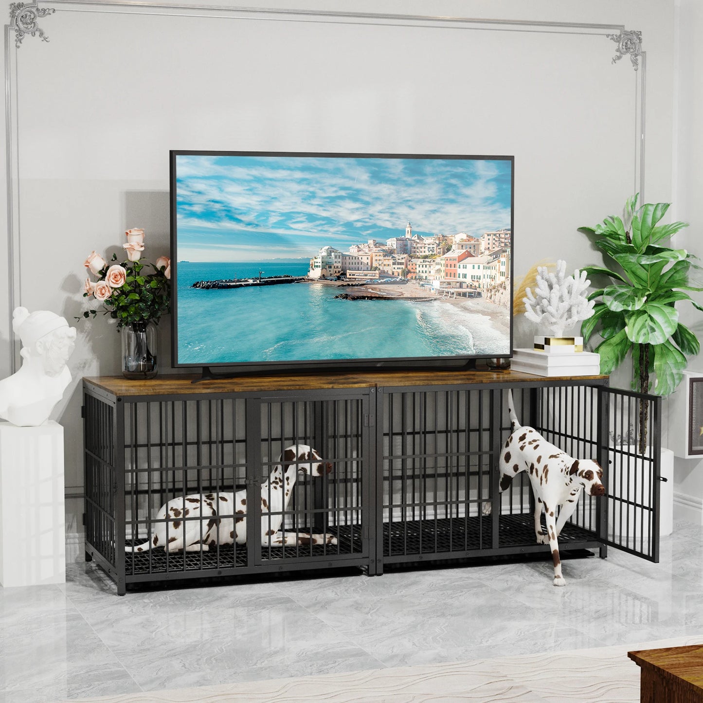 Furniture Style Dog Crate End Table with Three Doors
