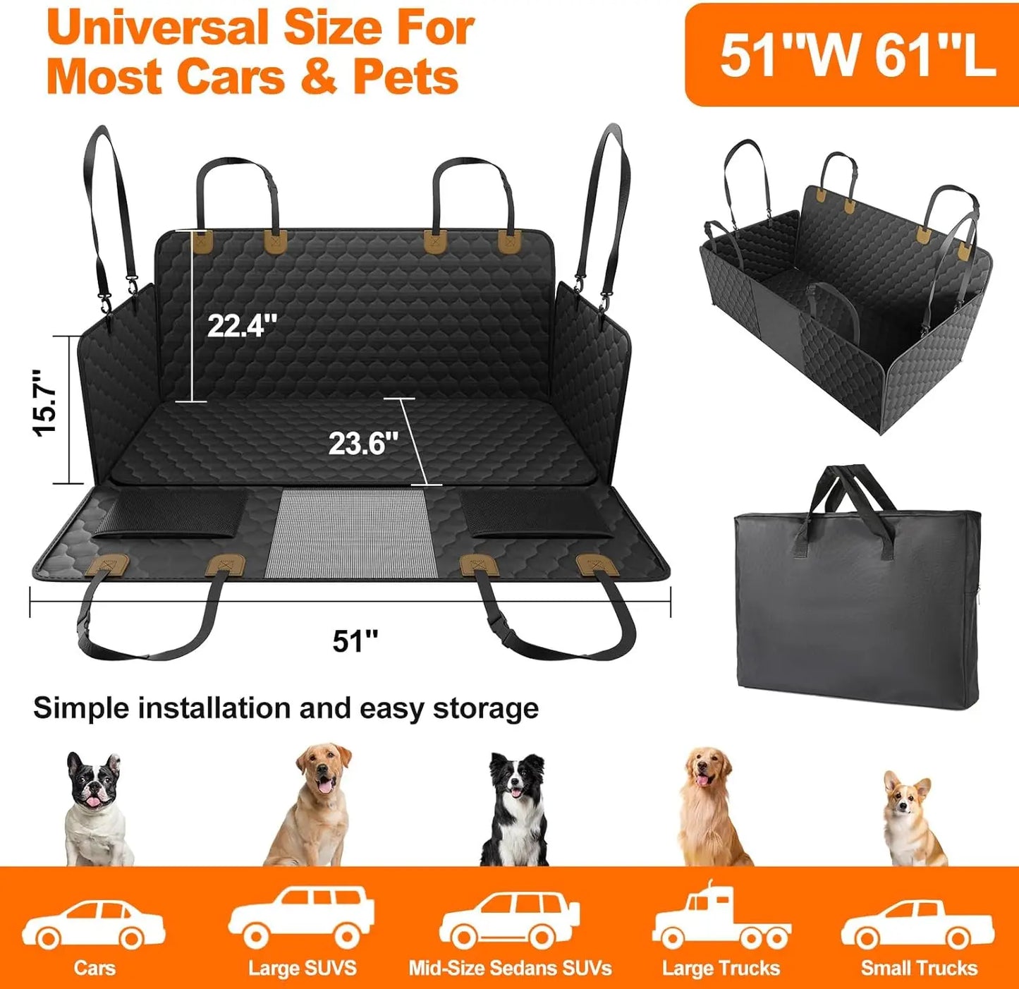 Waterproof Foldable Dog Seat Safety Protector.
