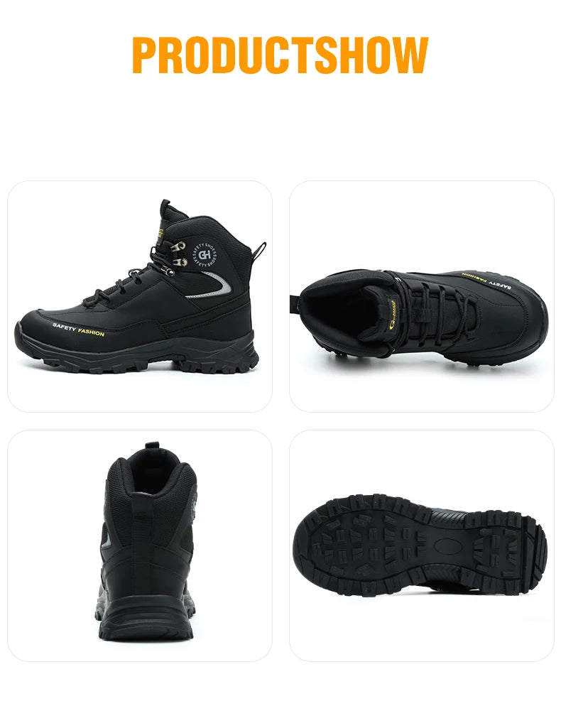 High Top Safety Shoes Men Steel Toe Work boots