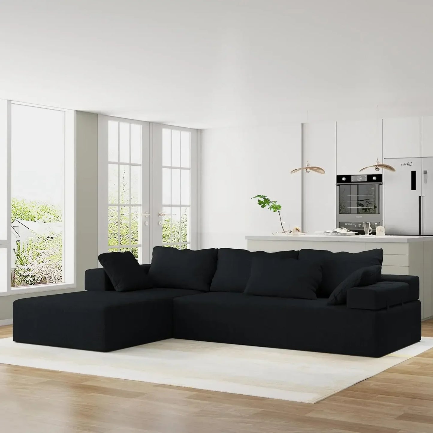 Modern L-Shape Sectional Upholstery Sofa with Comfy Deep Seating