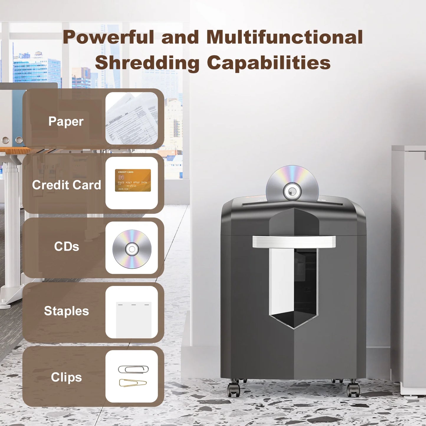 12-Sheet Micro Cut Paper Shredder with Pullout Wastebin.