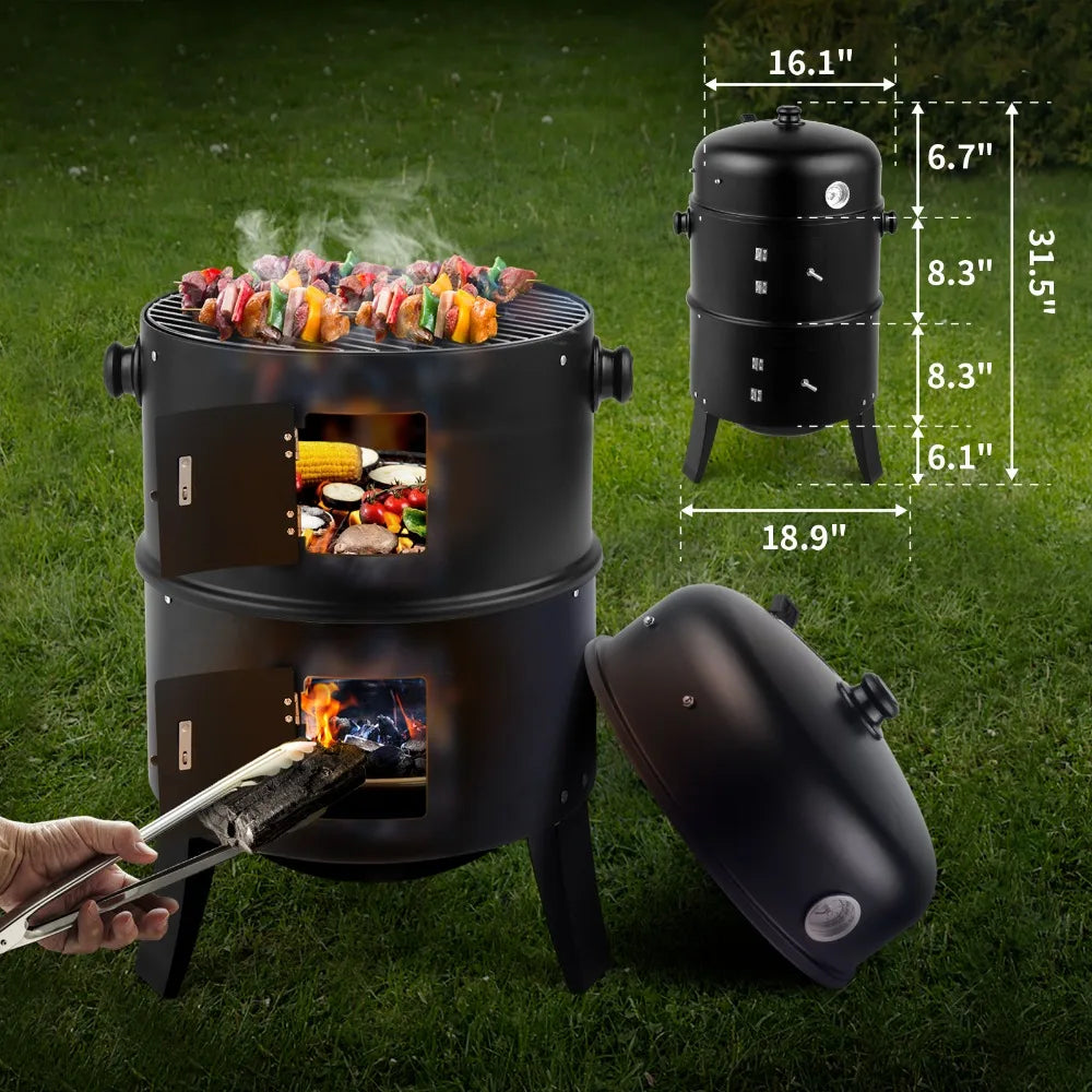 80*41*48cm Iron Adjustable Barrel Grill, with Built-in Thermometer
