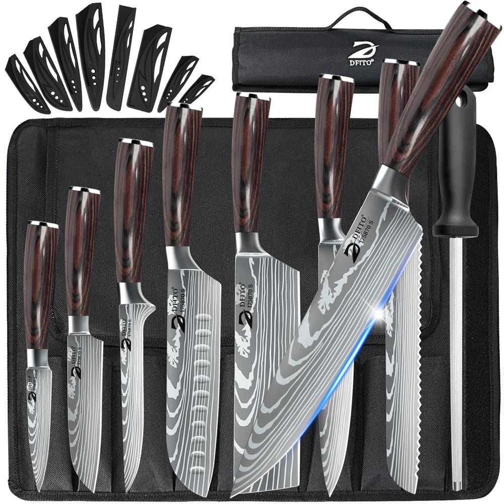 8pcs Kitchen Knife Damascus Stainless Steel Chef Knife