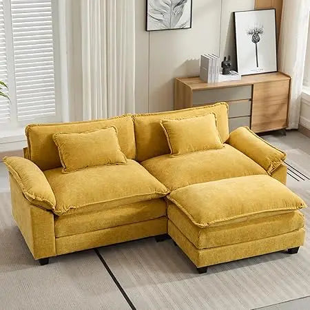 86" Modular Sectional Sofa with Ottoman Throw Pillows