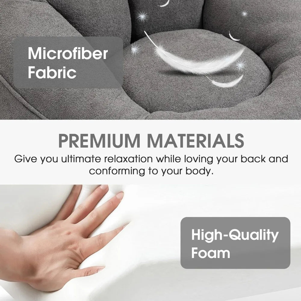 Microfiber Upholstered Shell-Shaped Beanbag Chair with Footstool