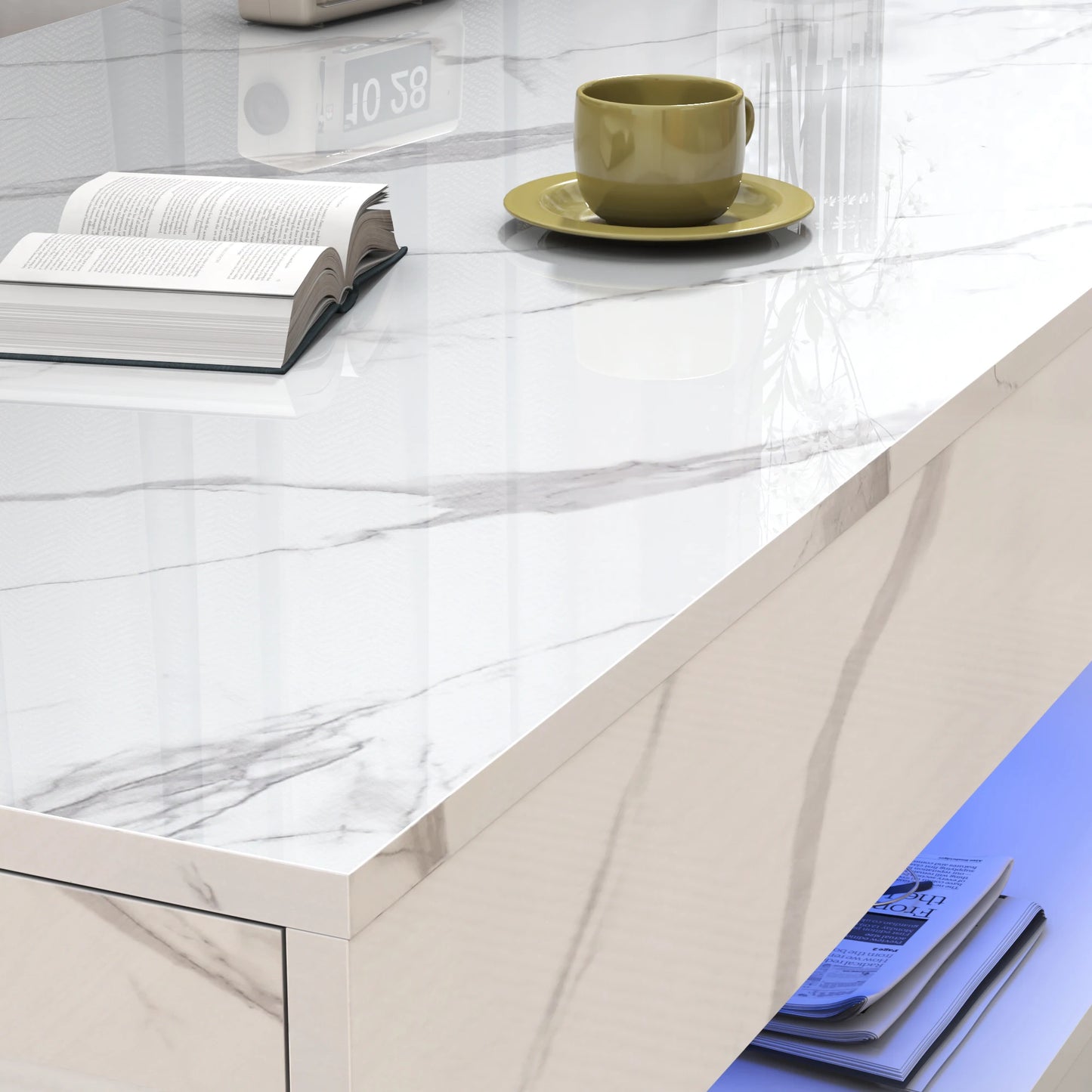 Double-Layer Design for Living Room Coffee Table with 2 Storage Drawers