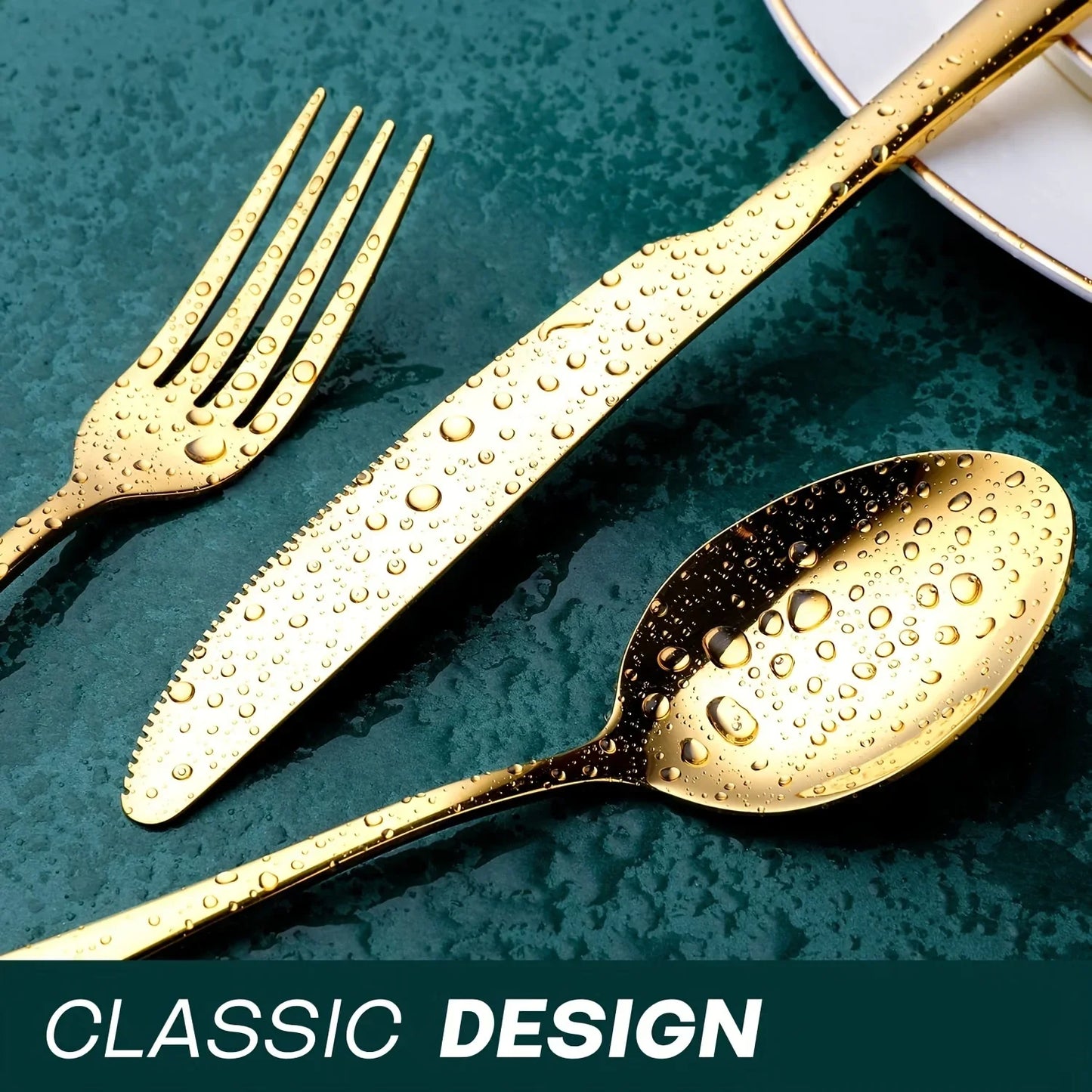 24pcs Elegant Stainless Steel Black Flatware Set.