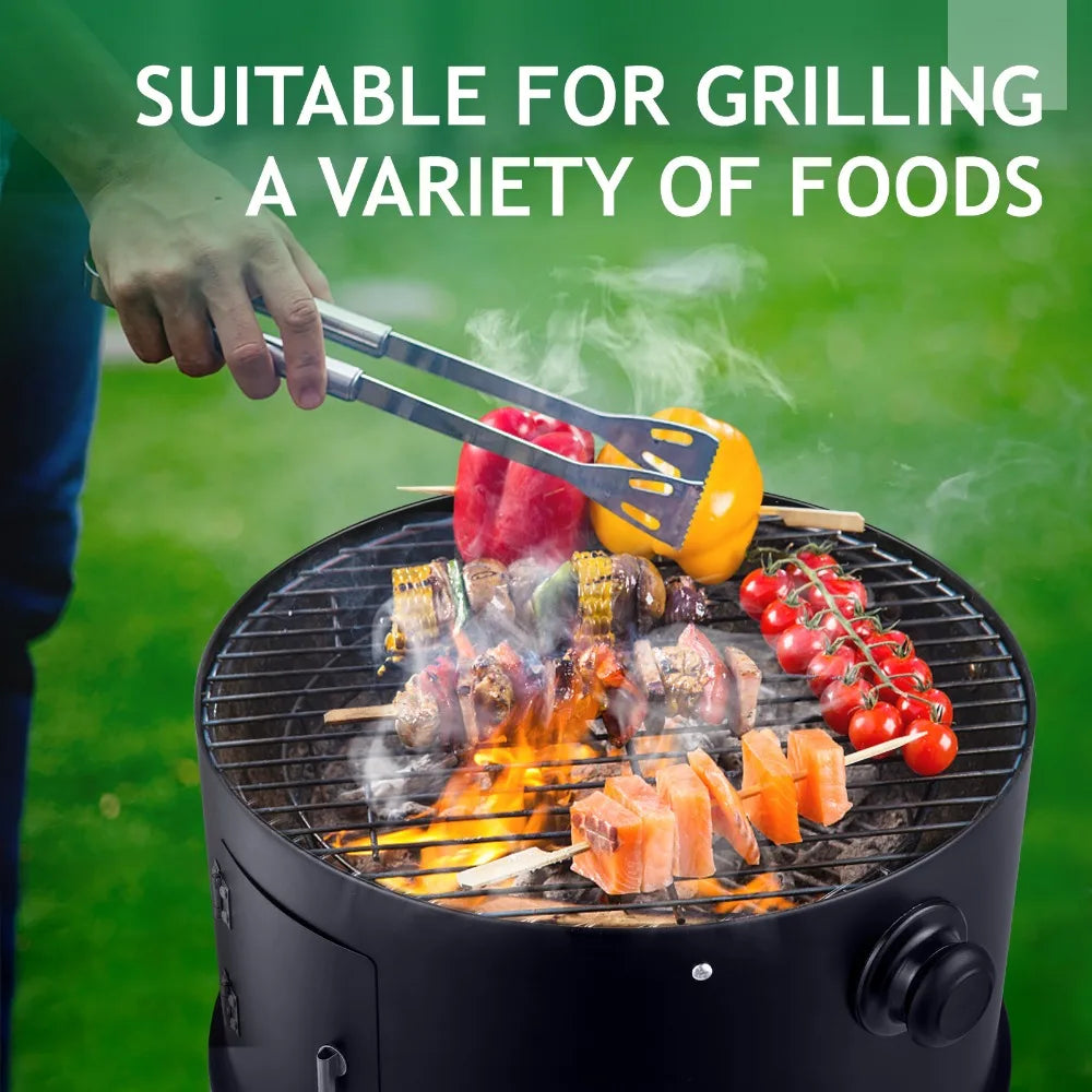 80*41*48cm Iron Adjustable Barrel Grill, with Built-in Thermometer
