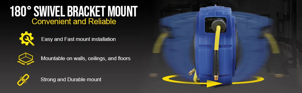 Retractable 3/8" Inch x 50' Foot Hybrid Polymer Hose Max 300PSI Commerical Grade