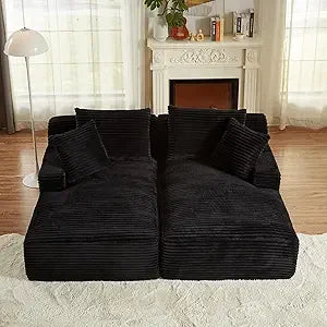 Oversized Chaise Lounge Sofa Bed with Throw Pillows and Armrests