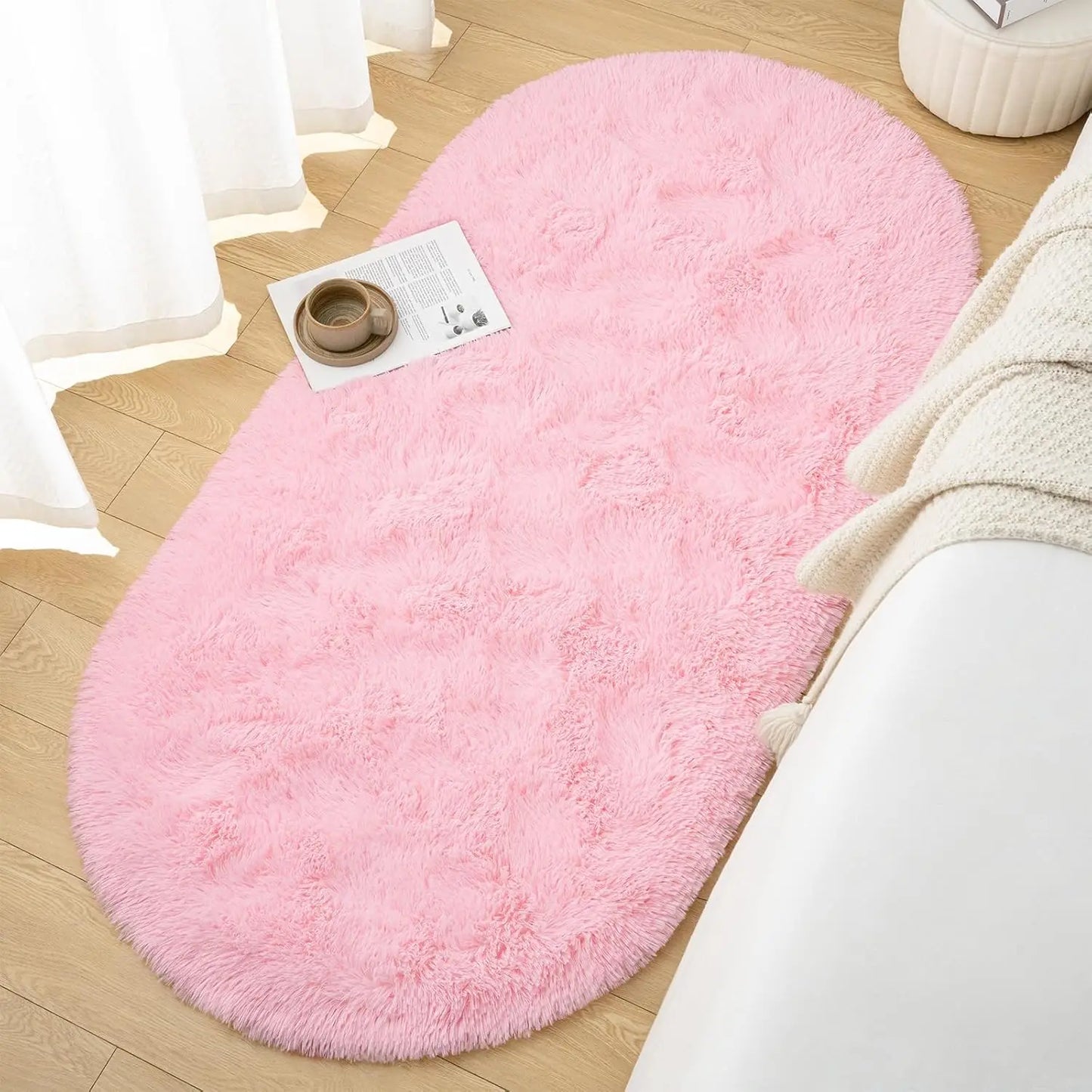 2.6 x 5.3ft Oval Fluffy Ultra Soft Area Rugs
