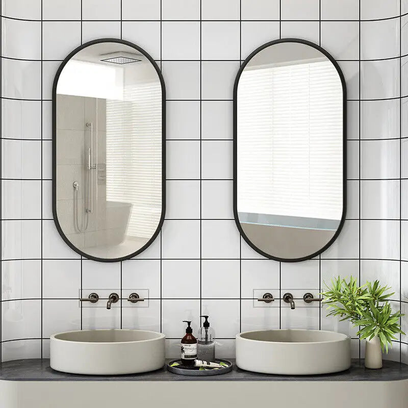 Black Framed Wall Bathroom Accent Vanity Mirror