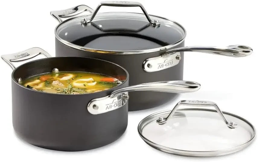 4 Piece Hard Anodized Nonstick Saucepan Set
