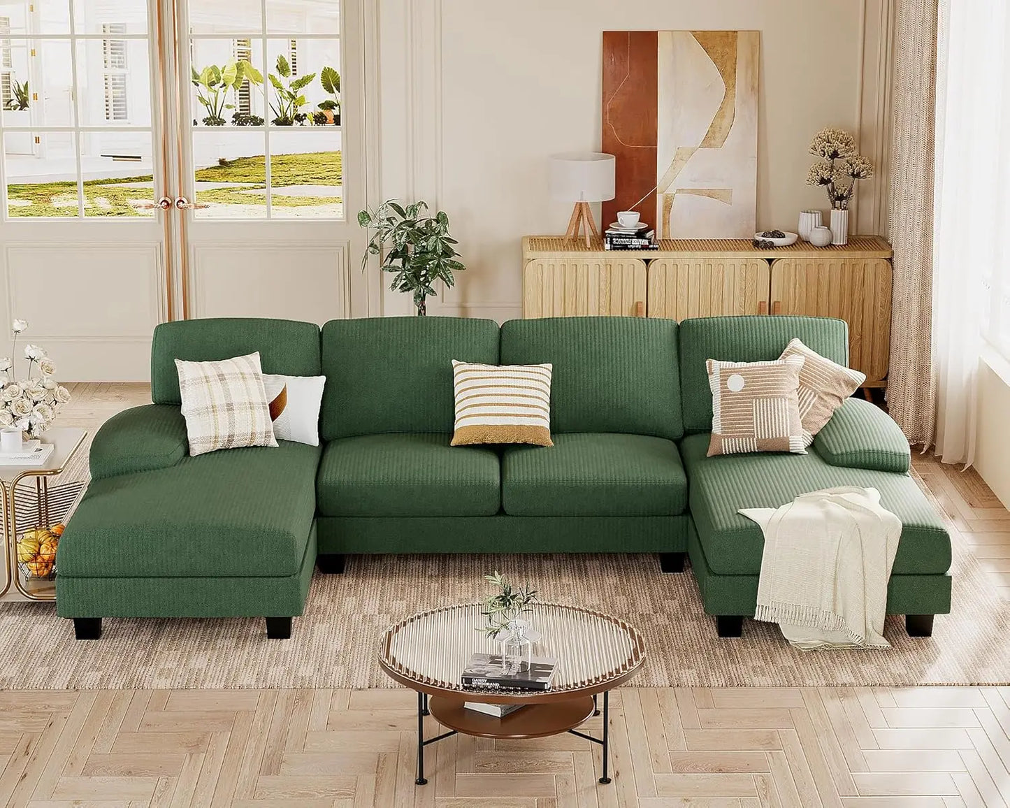 4 Seat Modern Sofa with Removable Pillows