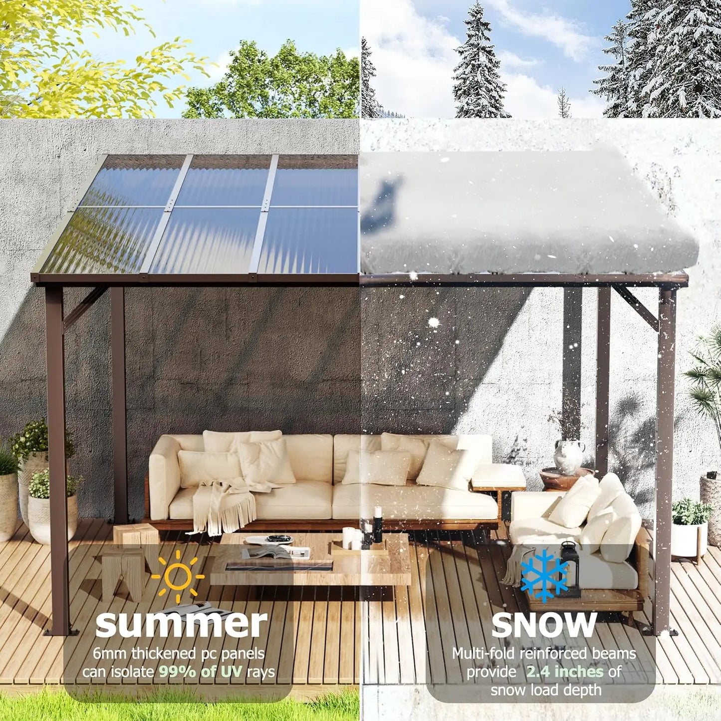 10x14 FT Wall Mounted Gazebos Canopy Awnings