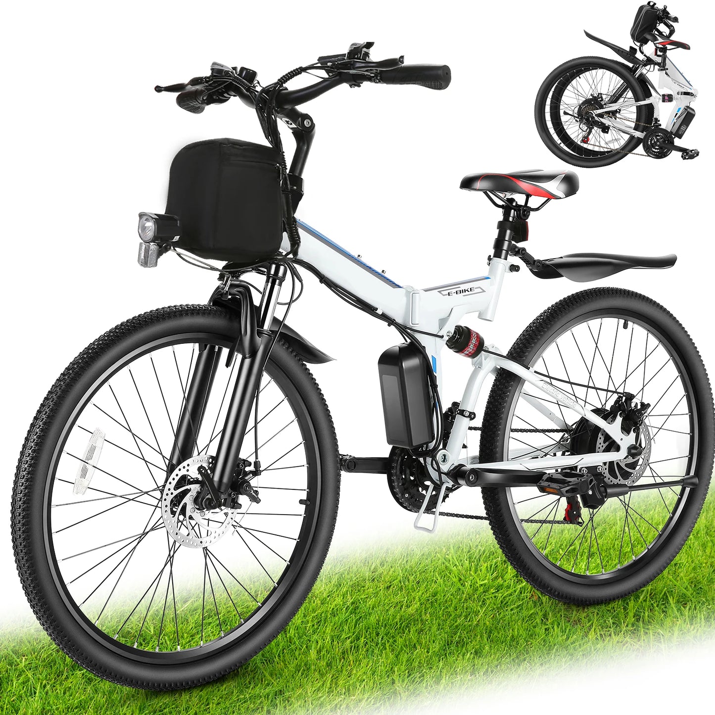 26" Folding Electric Bike for Adults, with 500W Motor, cruise Control