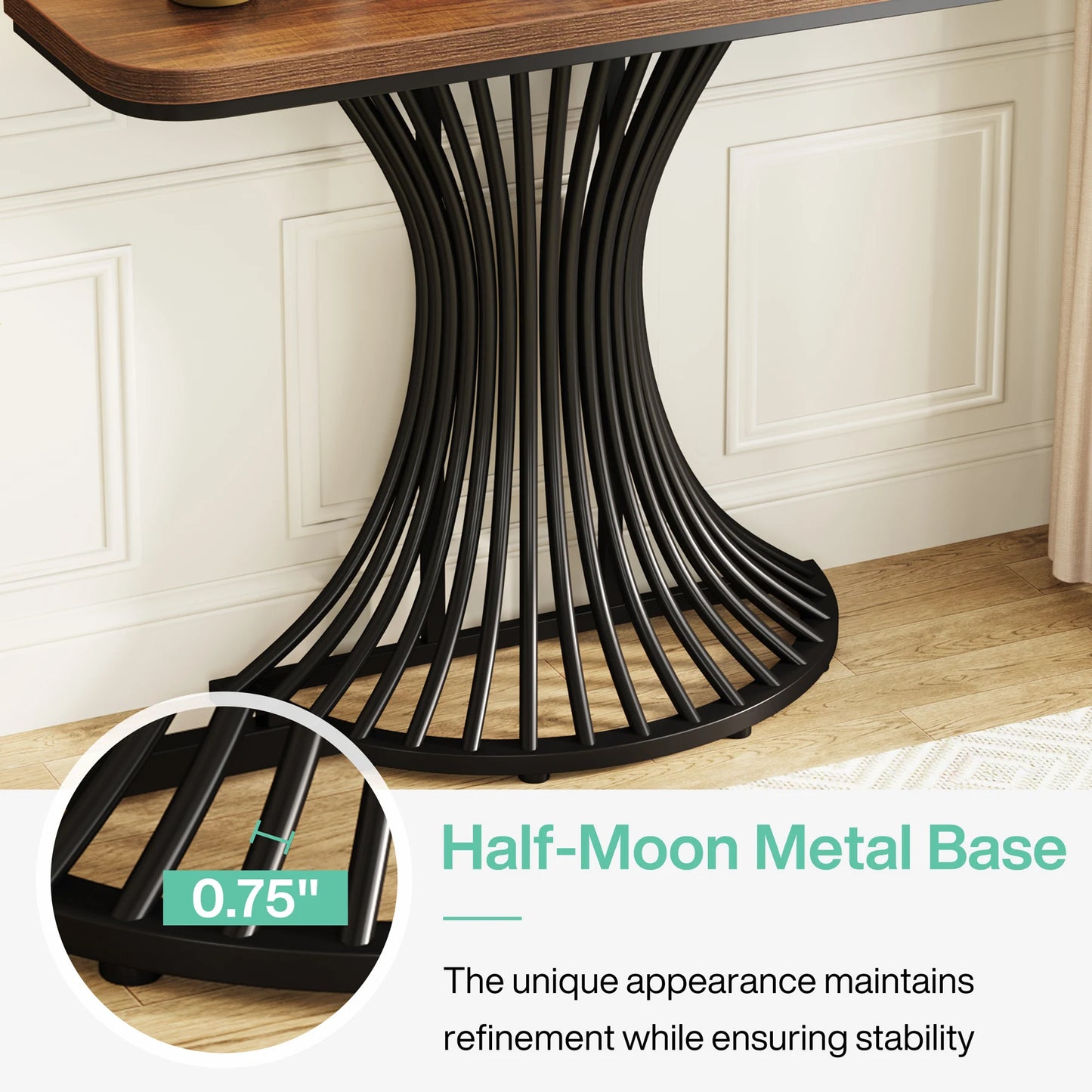 39-Inch Small Console Table with Metal Base