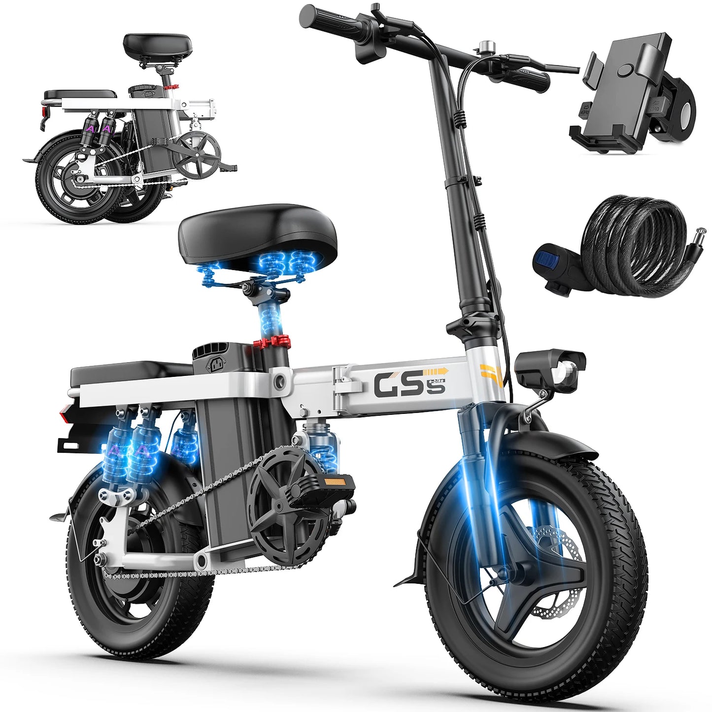 Folding Electric Bike for Adults Teens, 750W Peak Motor