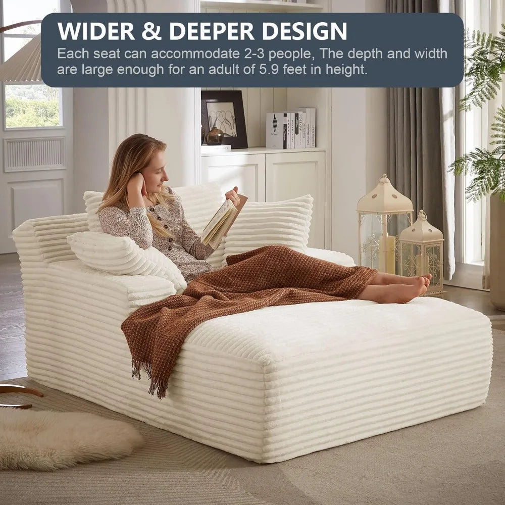 Oversized Chaise Lounge Sofa Bed with Throw Pillows and Armrests