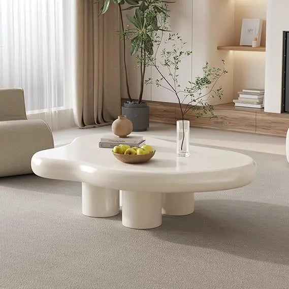 Cream White Coffee Table with 4 Legs