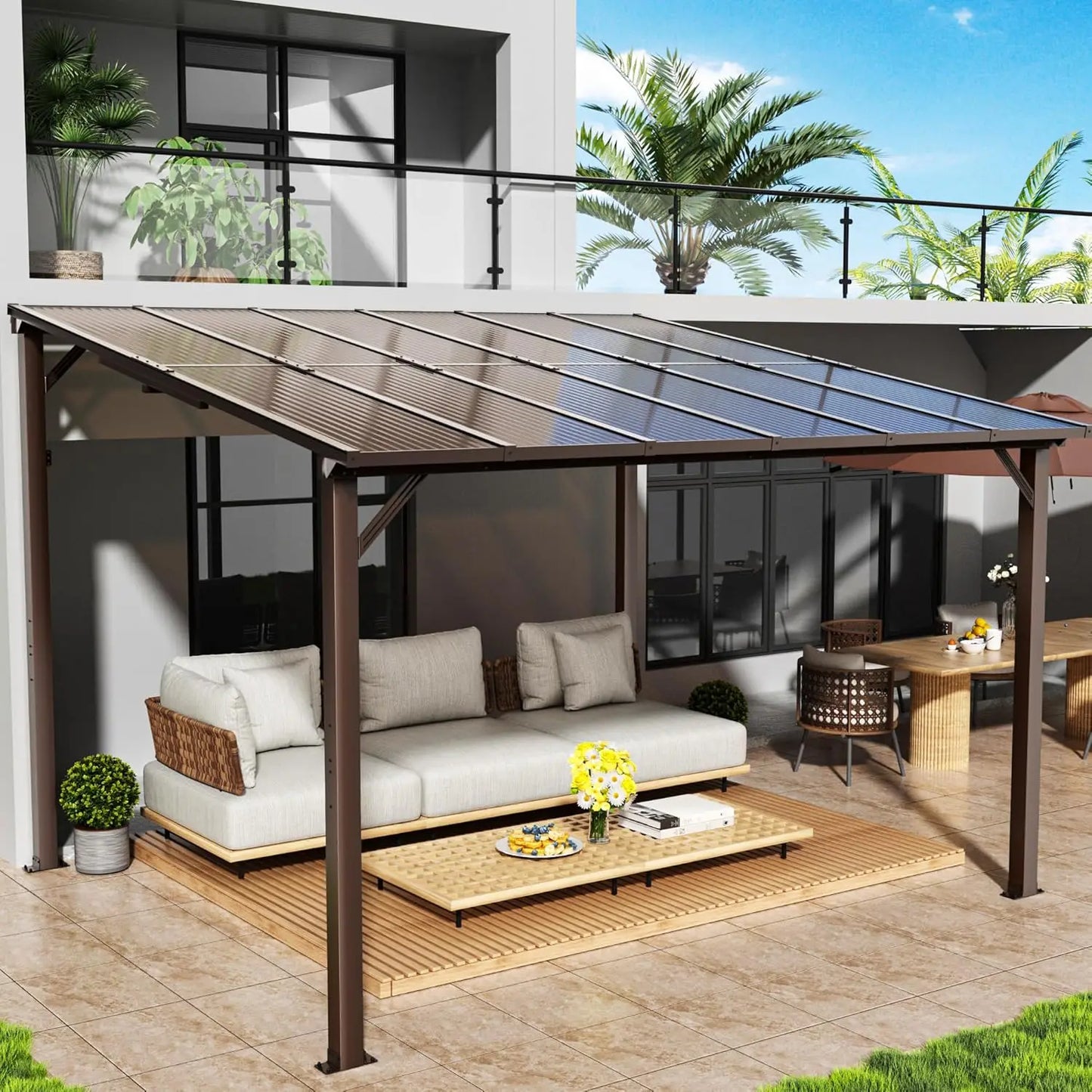 10x14 FT Wall Mounted Gazebos Canopy Awnings