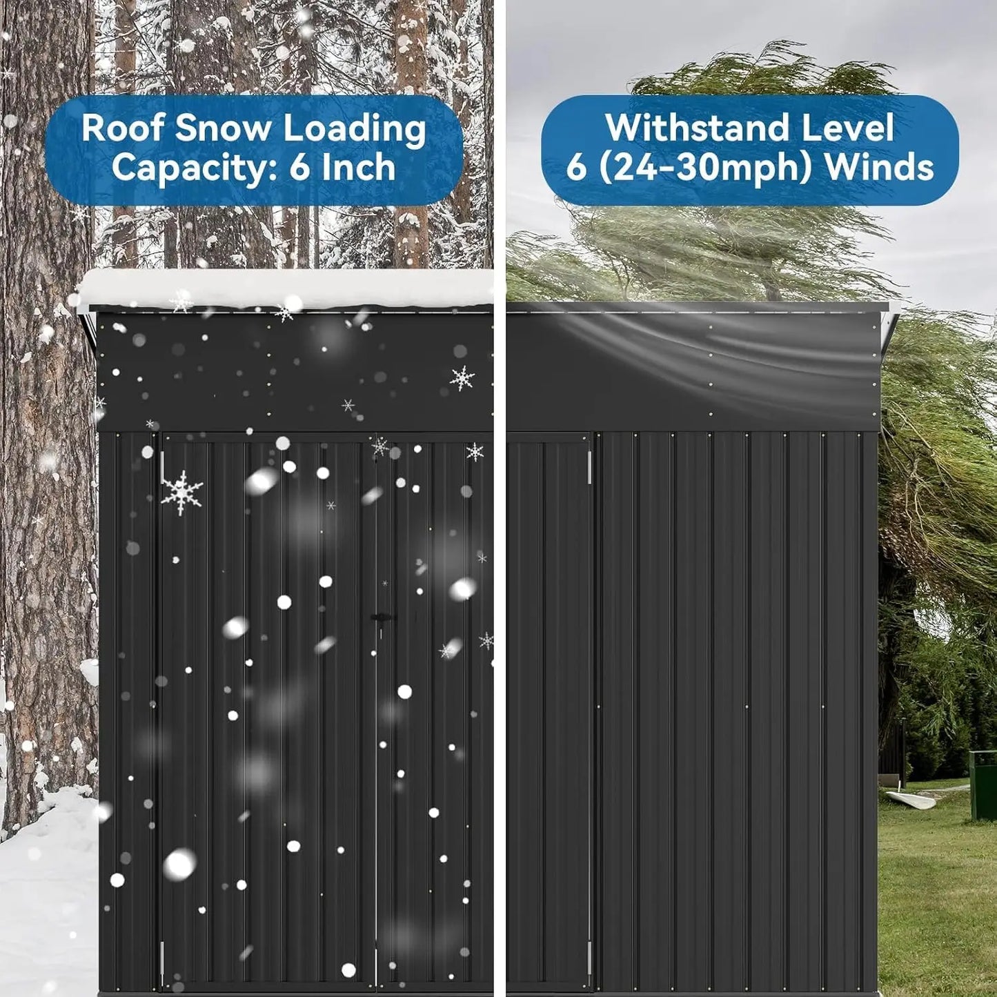 195 cu.ft Shed 7.3x5.3 Ft Premium Galvanized Steel Storage Sheds