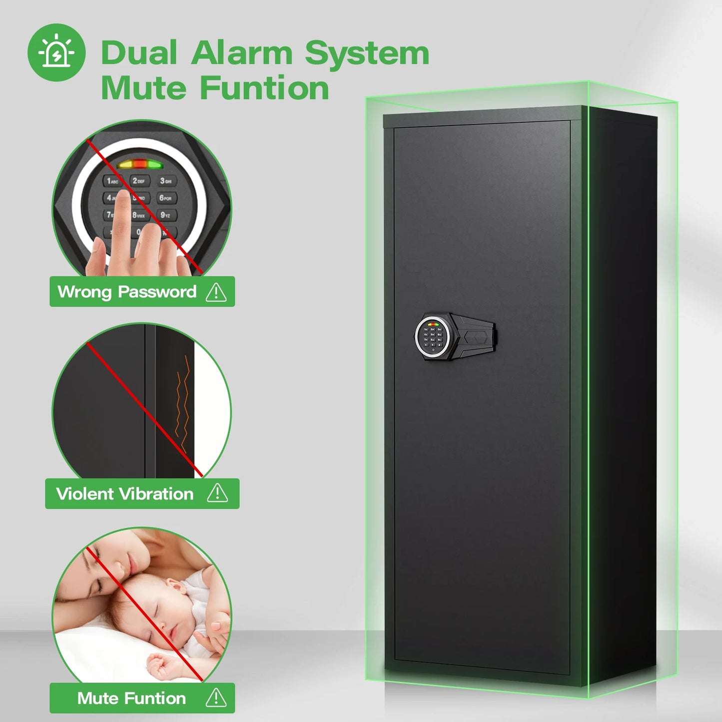 Gun Safe with Removable Shelf and 3 Magnetic Gun Slots
