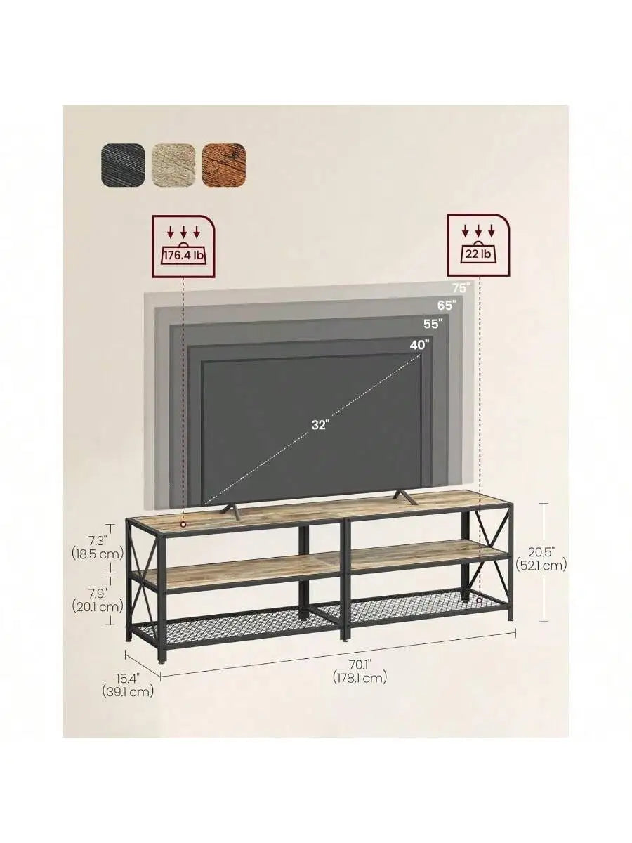TV Console for TVs Up To 75 Inches with Storage Shelves