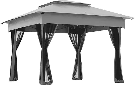 11' x 11'Outdoor Patio Gazebo Shelter with Removable Zipper Netting,