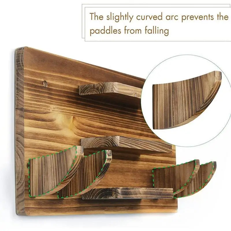 Large Capacity Wooden Table Tennis Paddle Display Holder