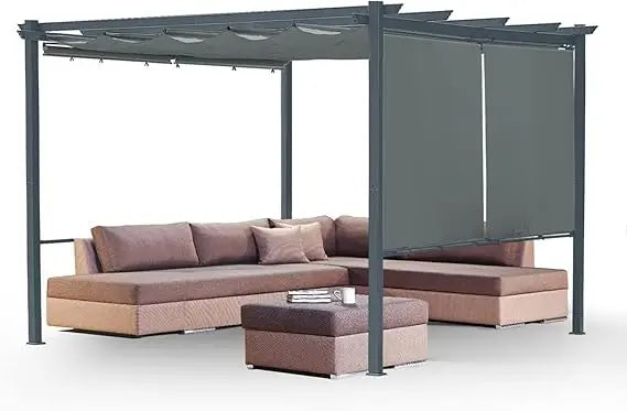 10 x 13 ft Outdoor Pergola with Retractable Shade Canopy