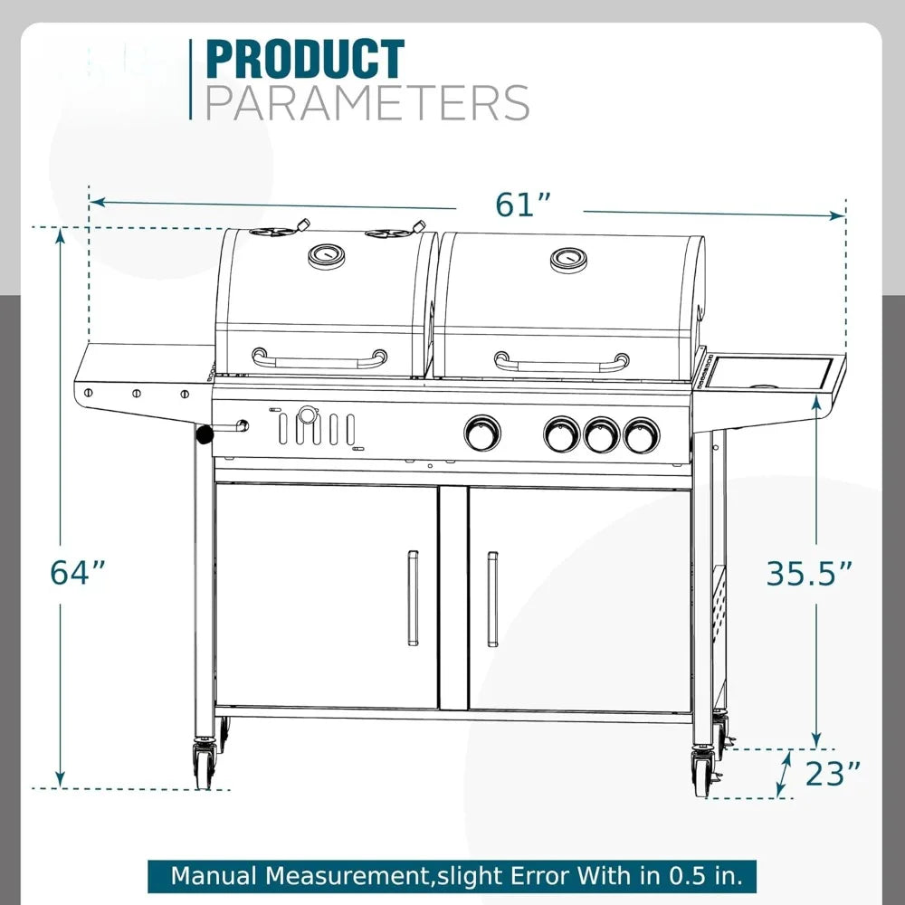 Gas and Charcoal Grill Combo 690 SQIN Cooking Area