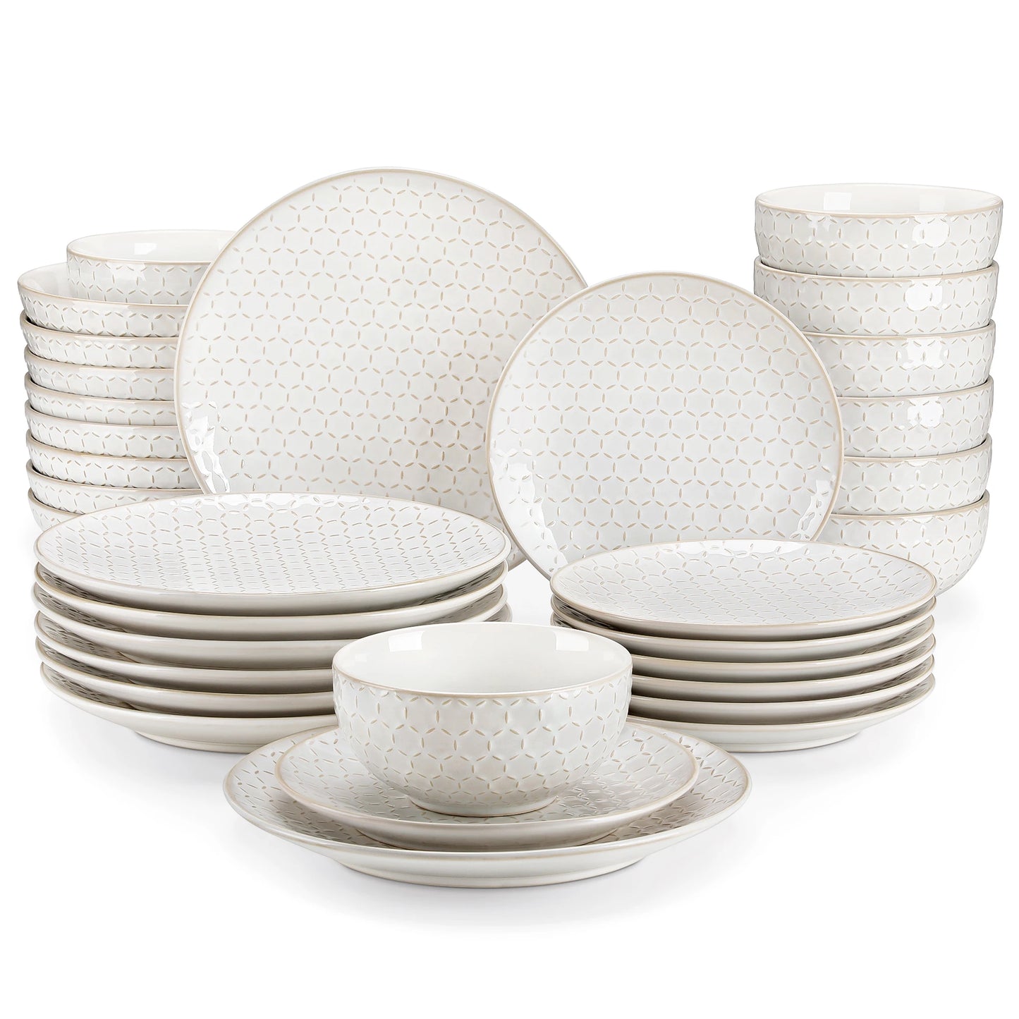 16/32 Piece Stoneware Plates Dinner Set.