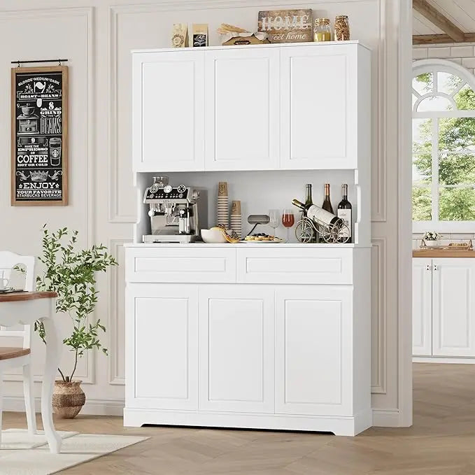 74" Tall Kitchen Pantry Cabinet with 6 Doors and 2 Drawers