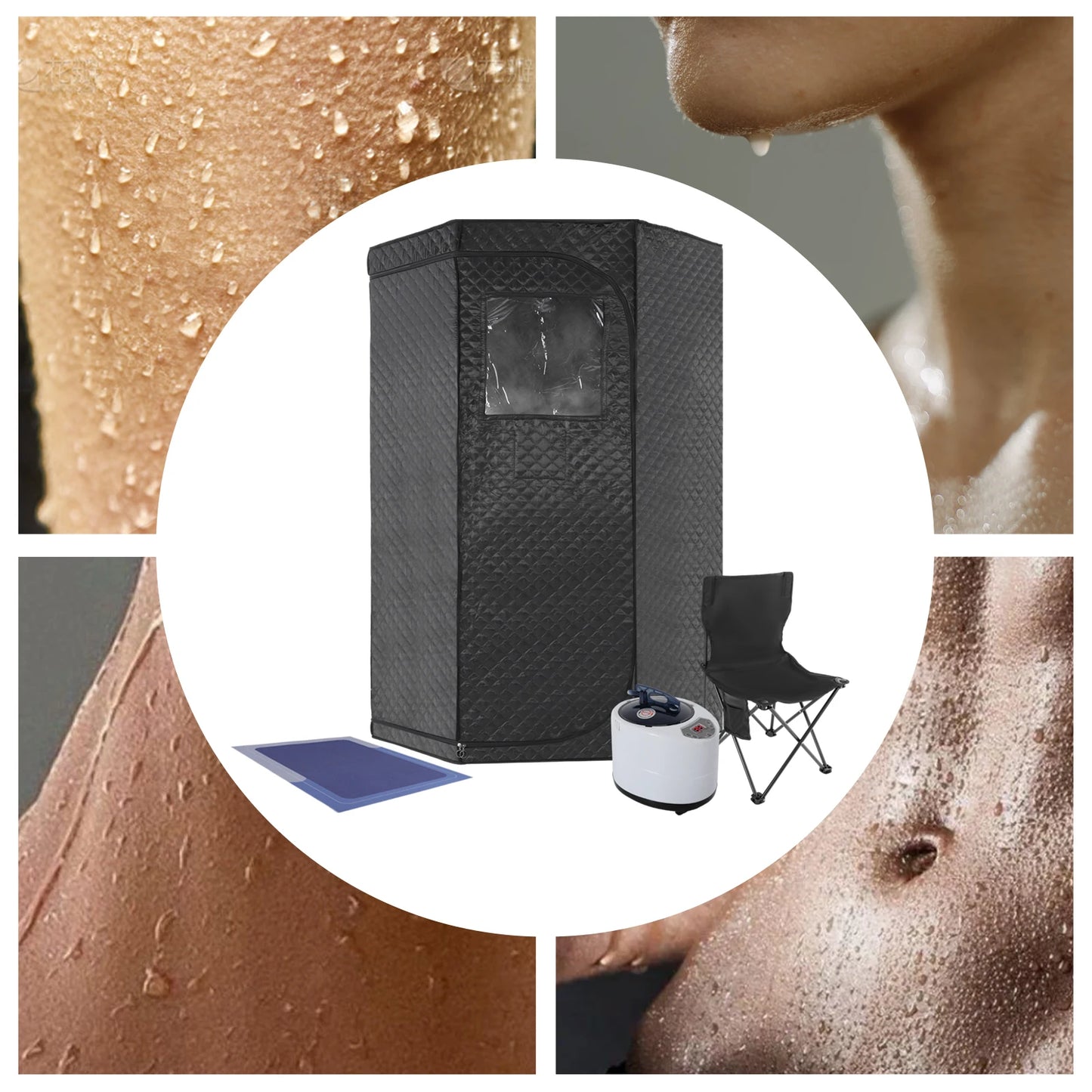 Portable Steam Sauna for Home with Remote Control Folding Chair