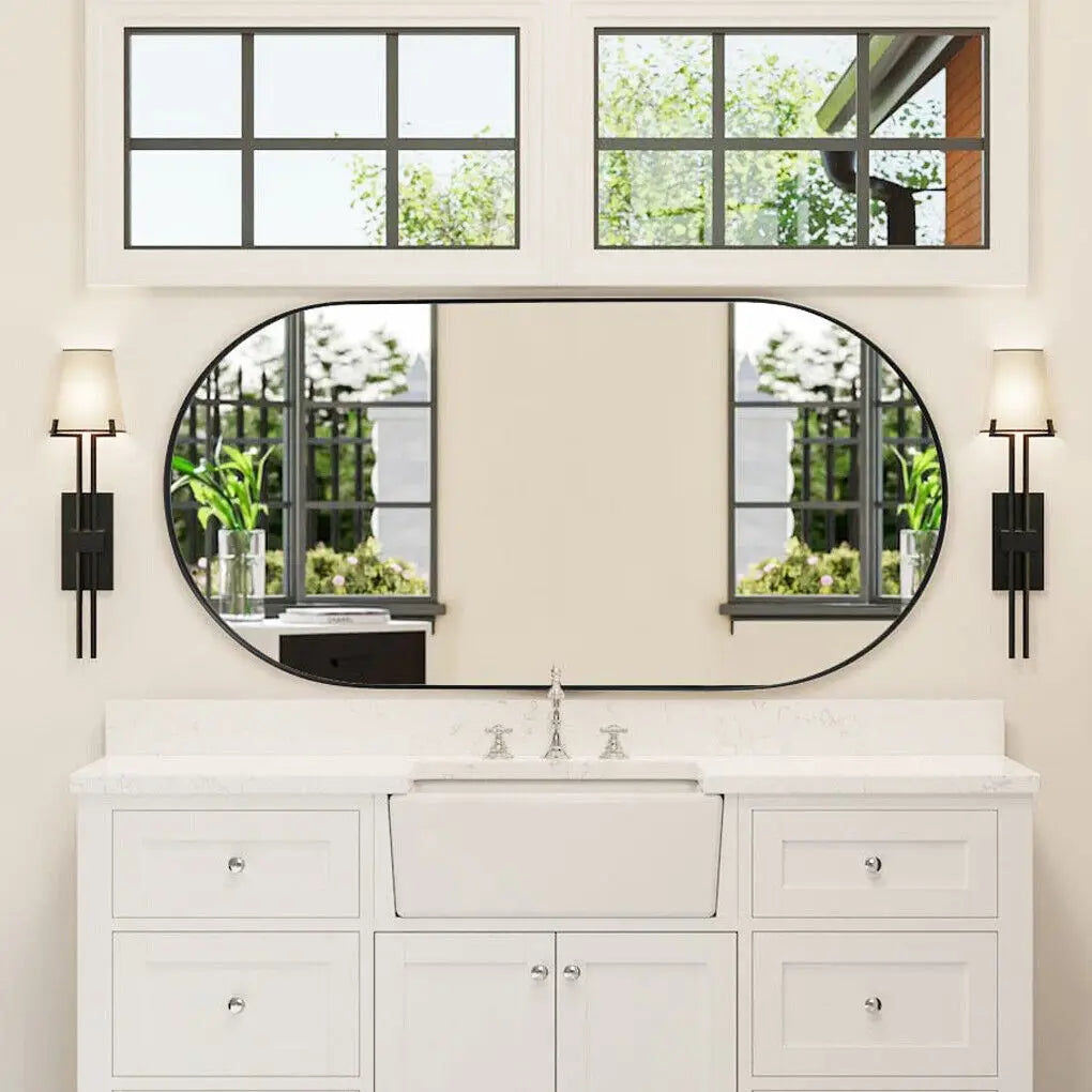 Black Framed Wall Bathroom Accent Vanity Mirror